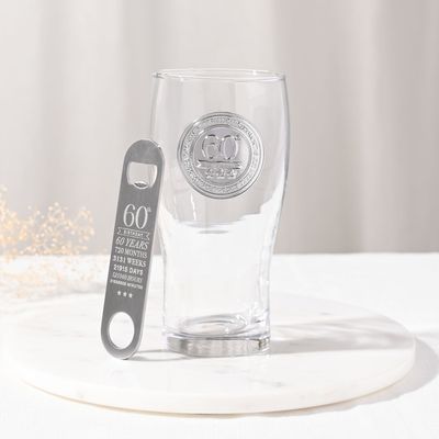 Milestones Pint Glass & Bottle Opener - 60