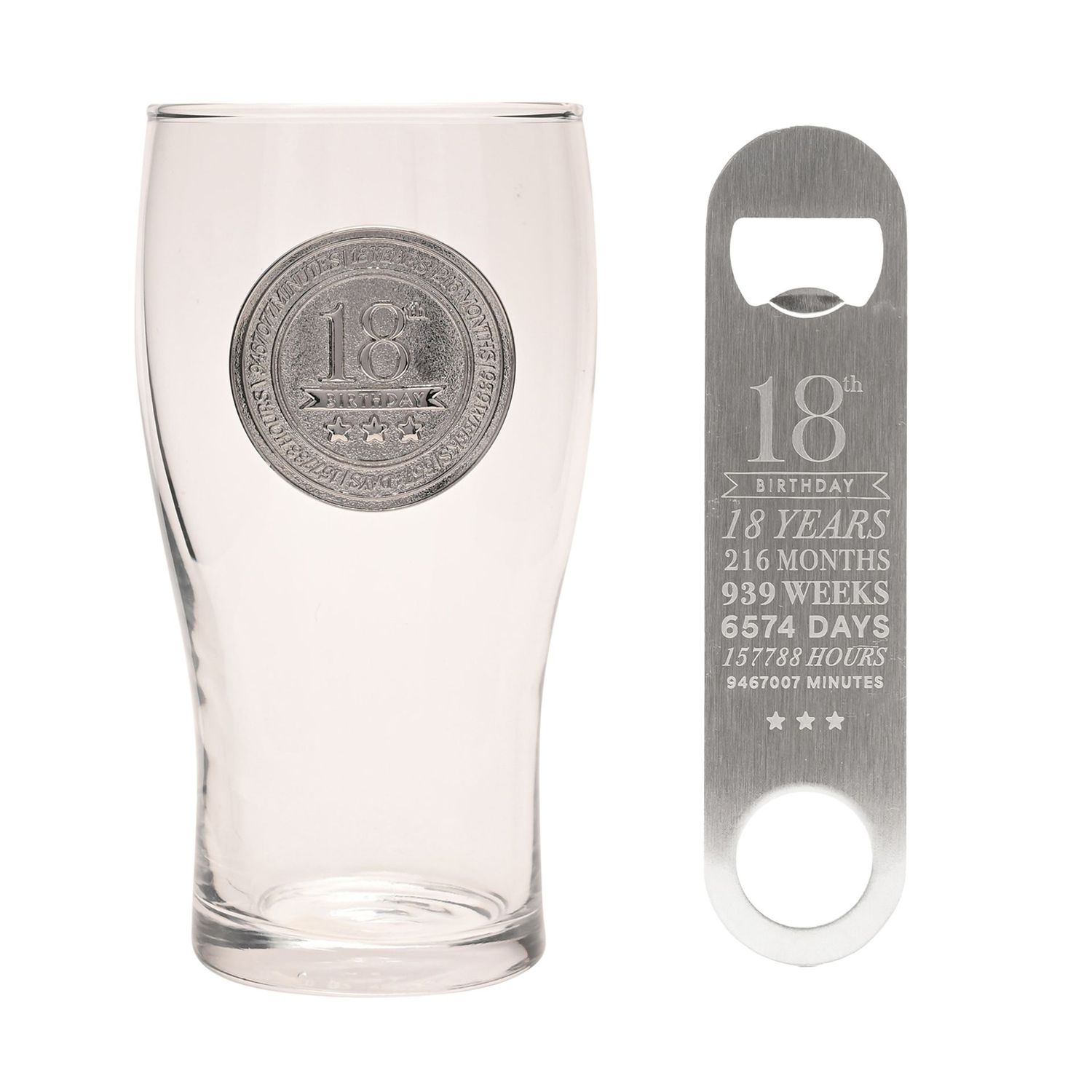 Milestones Pint Glass &amp; Bottle Opener - 18
