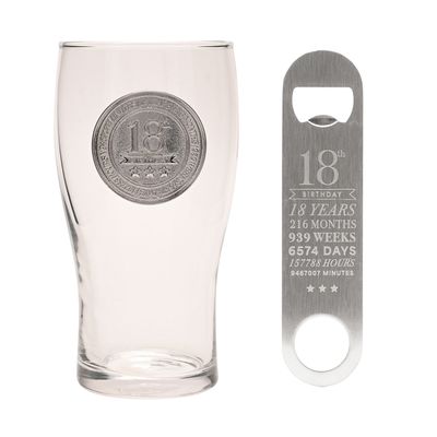 Milestones Pint Glass &amp; Bottle Opener - 18