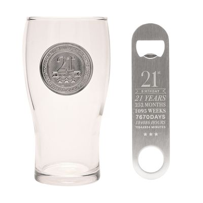 Milestones Pint Glass &amp; Bottle Opener - 21