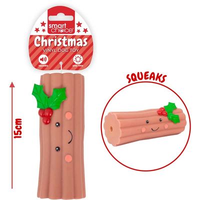 Squeaky Yule Log Dog Toy