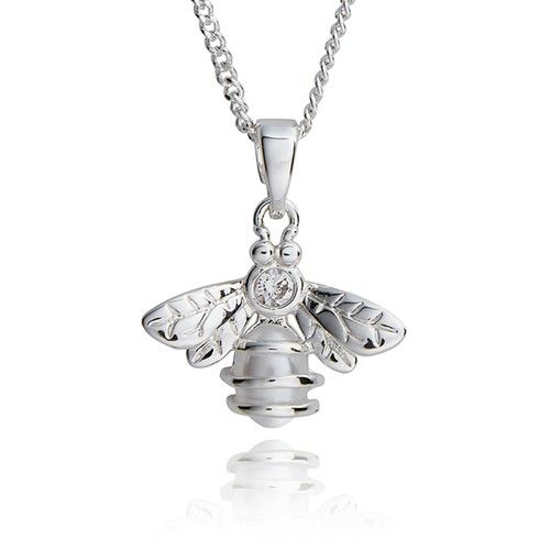 Honey Bee Pearl Bee Silver Plated Necklace
