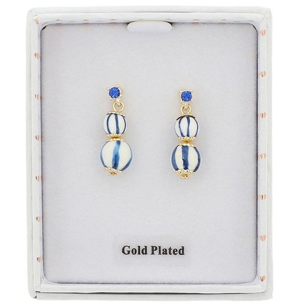 Ceramic Lines Double Gold Plated Earrings