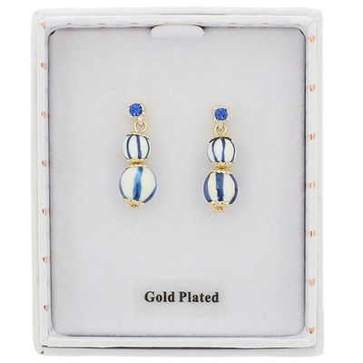 Ceramic Lines Double Gold Plated Earrings