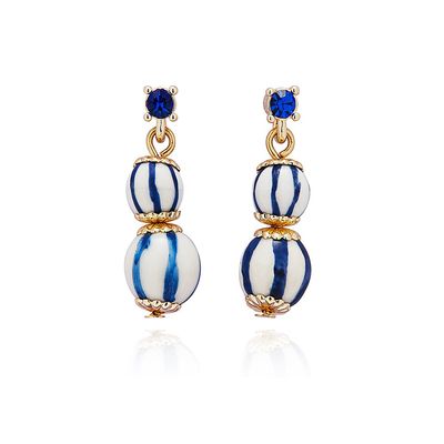 Ceramic Lines Double Gold Plated Earrings
