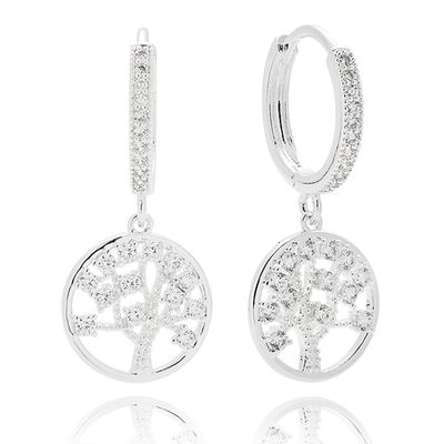 Tree of Life Elegant Silver Plated Earrings