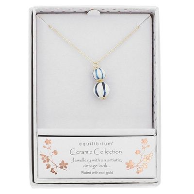 Ceramic Lines Double Gold Plated Necklace