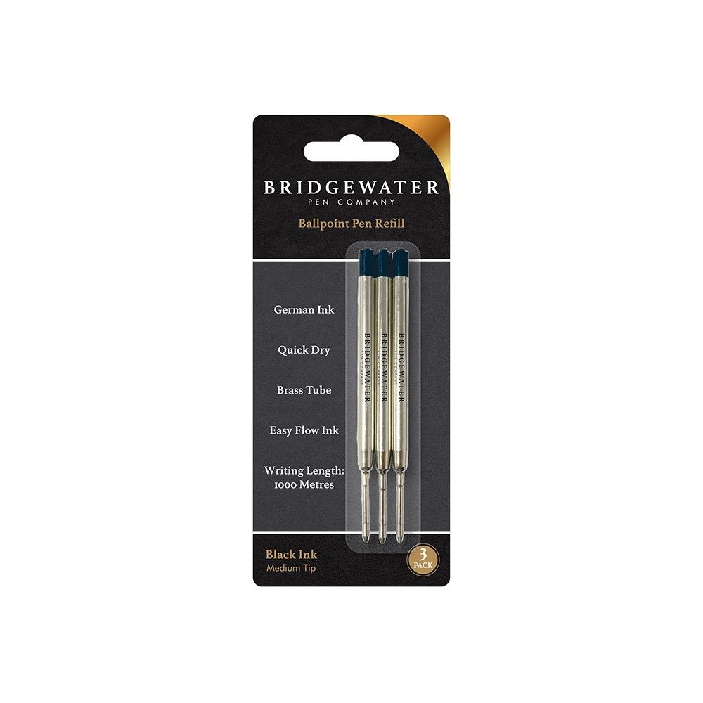 Bridgewater Black Ball Pen Refill 3 Pack