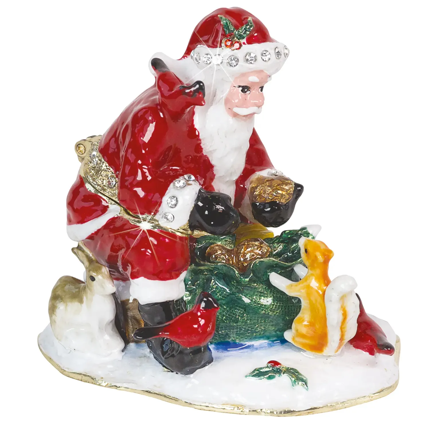 Santa with Squirrel Trinket Box by Craycombe Trinkets