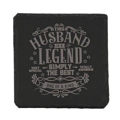 Harvey Makin Legend Slate Coaster - Husband