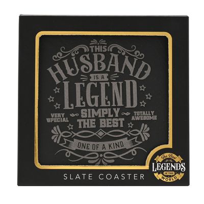 Harvey Makin Legend Slate Coaster - Husband
