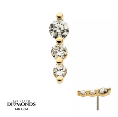 Invictus 14Kt Yellow Gold Cluster Top with 2-Prong 3 Round Lab-Grown Diamonds