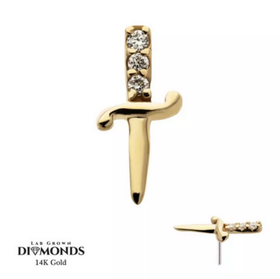 Invictus 14Kt Yellow Gold Dagger Top with 3 Round Lab-Grown Diamonds