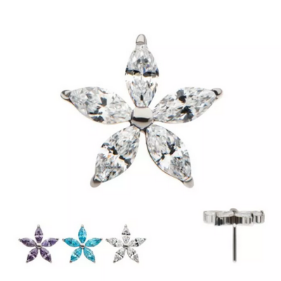 Invictus Pronged Marquise CZ 5-Petal Flower Top