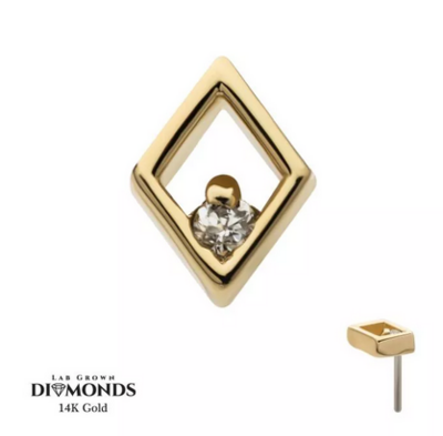Invictus 14Kt Yellow Gold Cut Out Diamond Shape Top with Prong Set Round Lab-Grown Diamond
