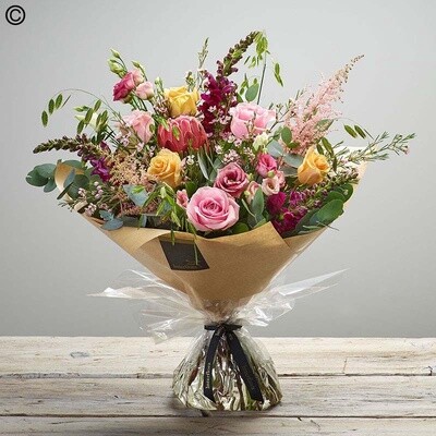 Hand Tied Aqua Seasonal Bouquet
