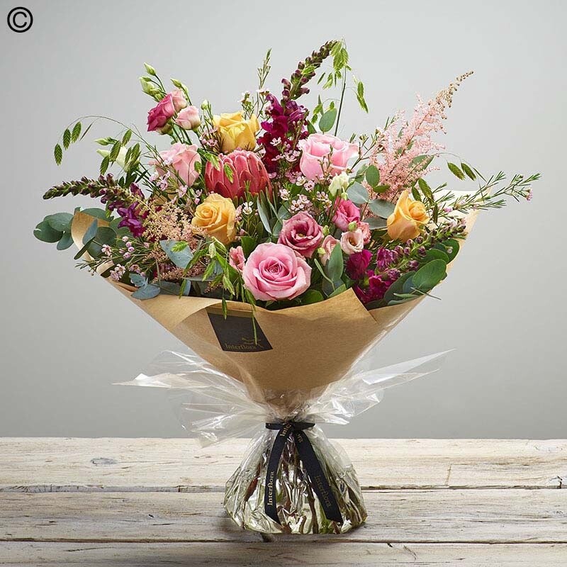 Hand Tied Aqua Seasonal Bouquet