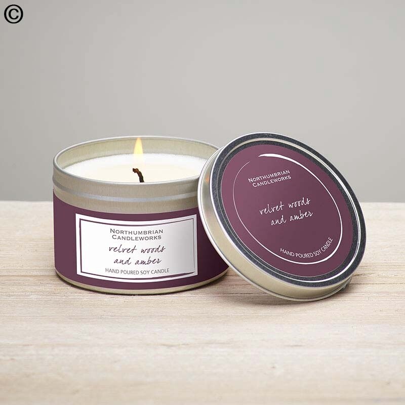 Scented Velvet Woods And Amber Candle