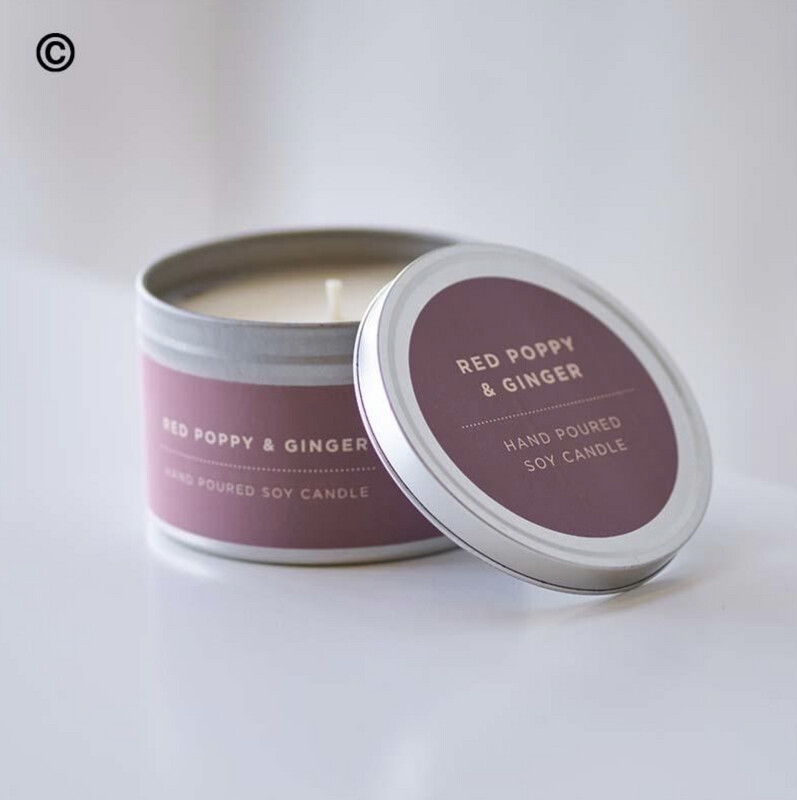 Scented &#39;Red Poppy &amp; Ginger&#39; Candle