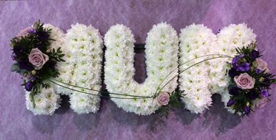 MUM Funeral Tribute Lettering