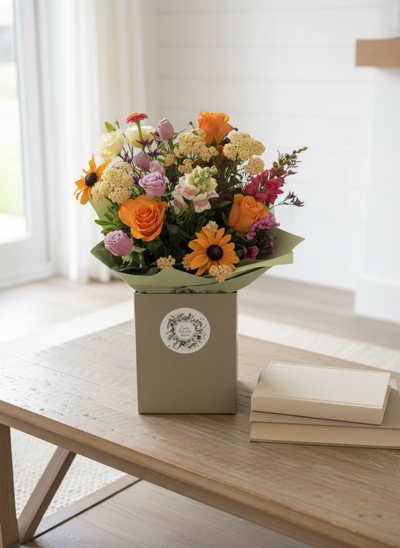 Hand Tied Aqua Seasonal Bouquet