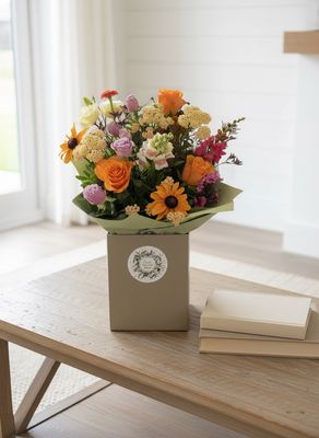 Hand Tied Aqua Seasonal Bouquet