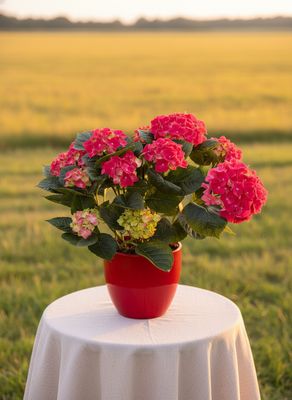 Hydrangea Plant In A Ceramic Pot