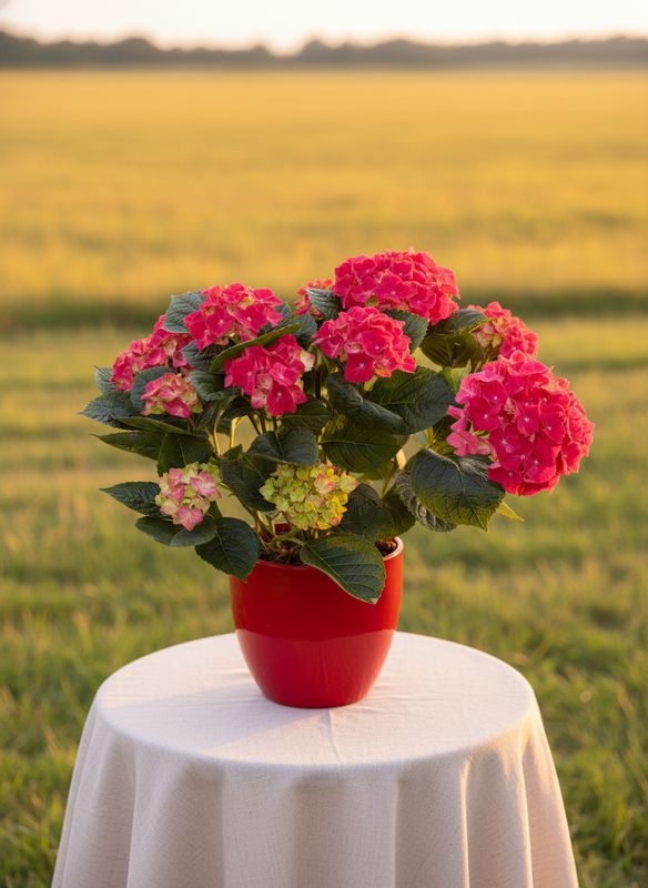 Hydrangea Plant In A Ceramic Pot