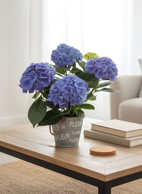 Hydrangea Plant In A Ceramic Pot