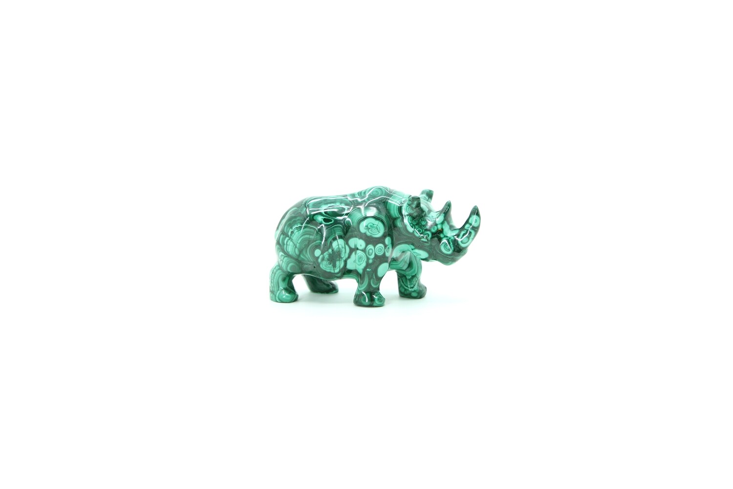 Polished Malachite Rhinoceros Carving