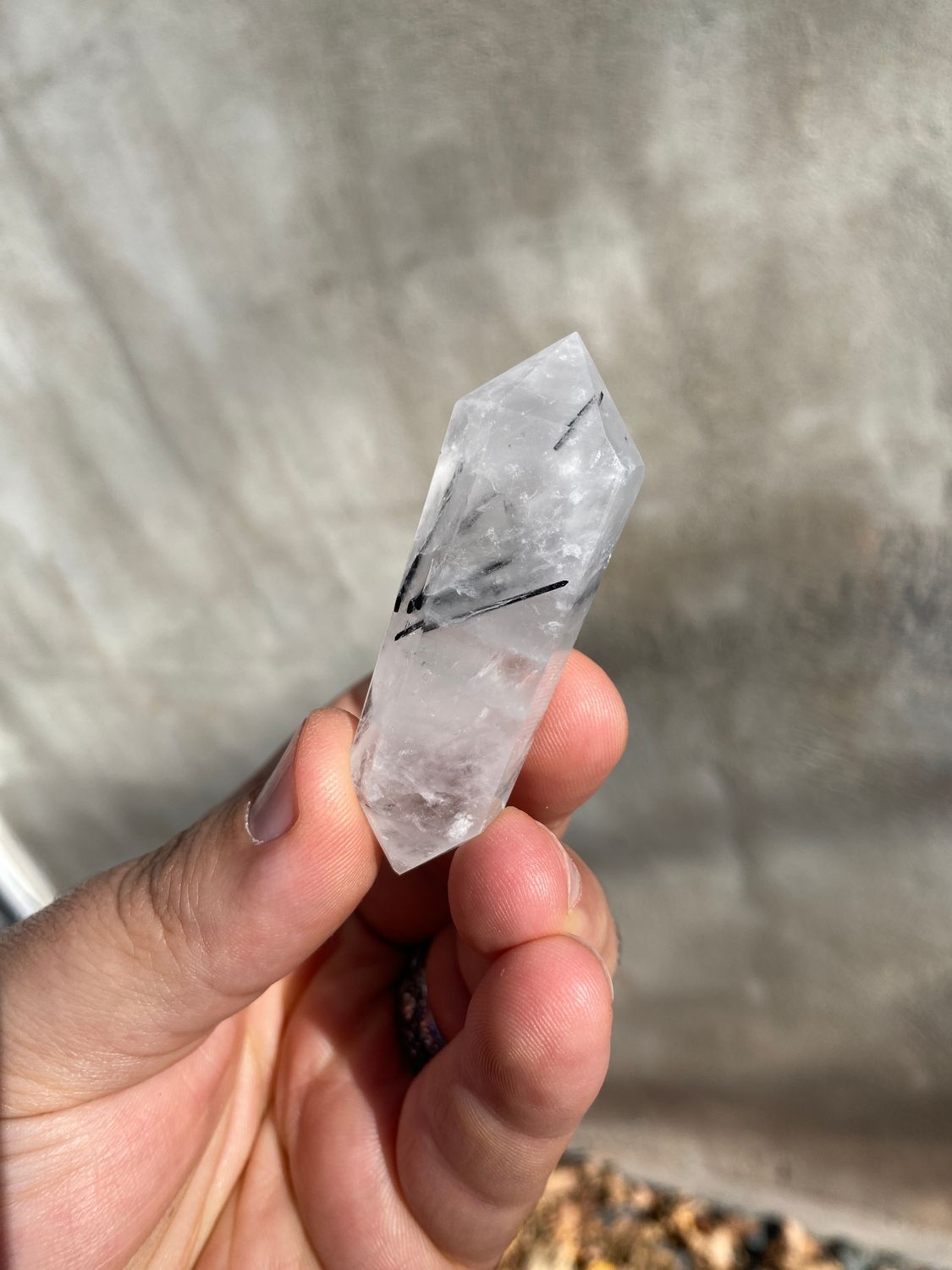 Quartz With Tourmaline Crystal, Dual Terminated