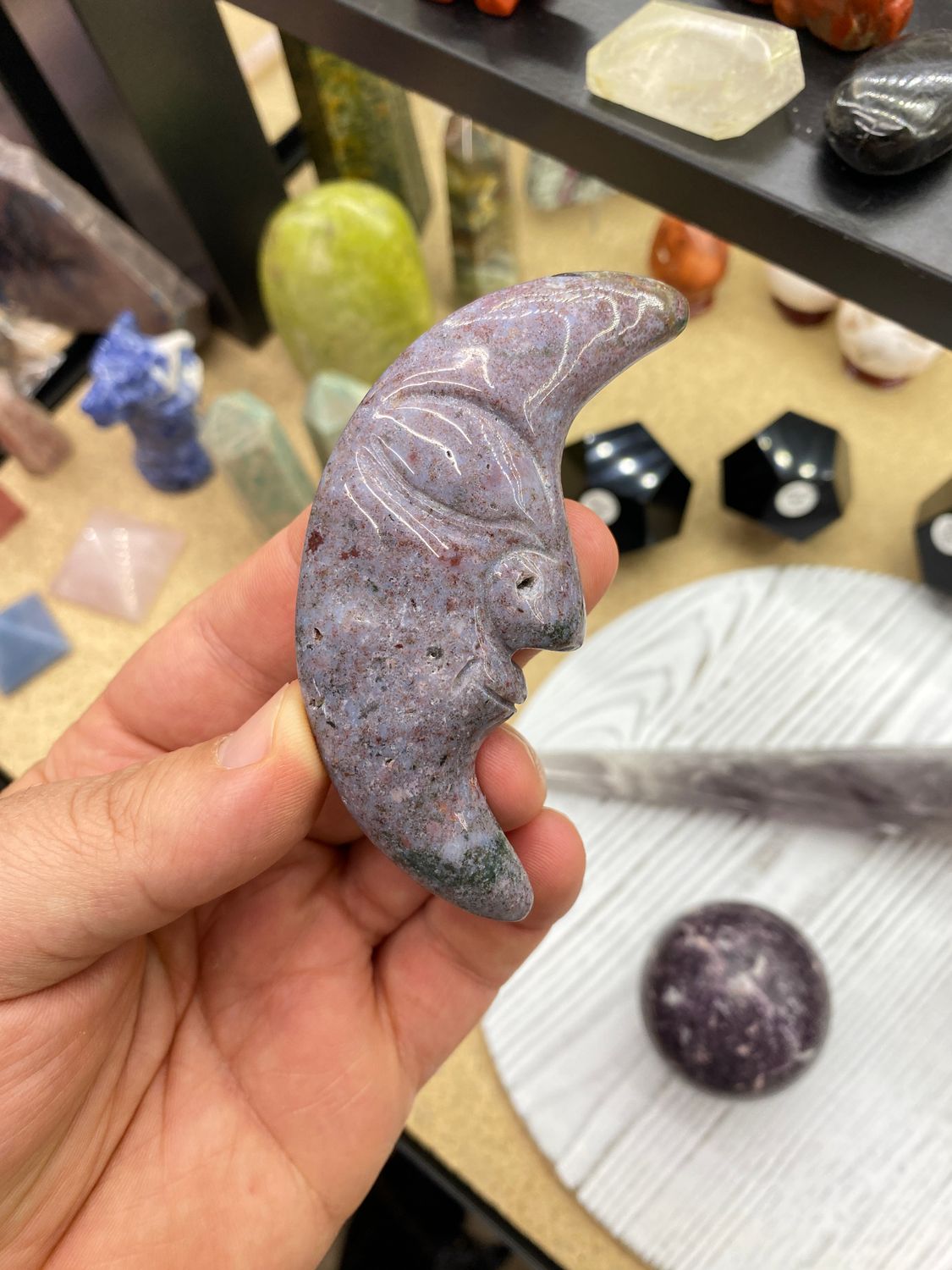 Ocean Jasper Moon Face Carving