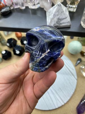 Sodalite Alien 👽 Skull Carving