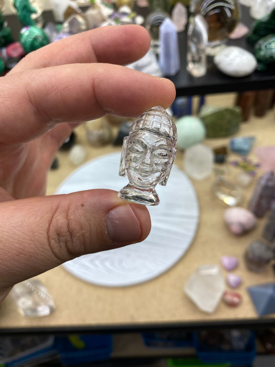 Small Clear Quartz Buddha Head