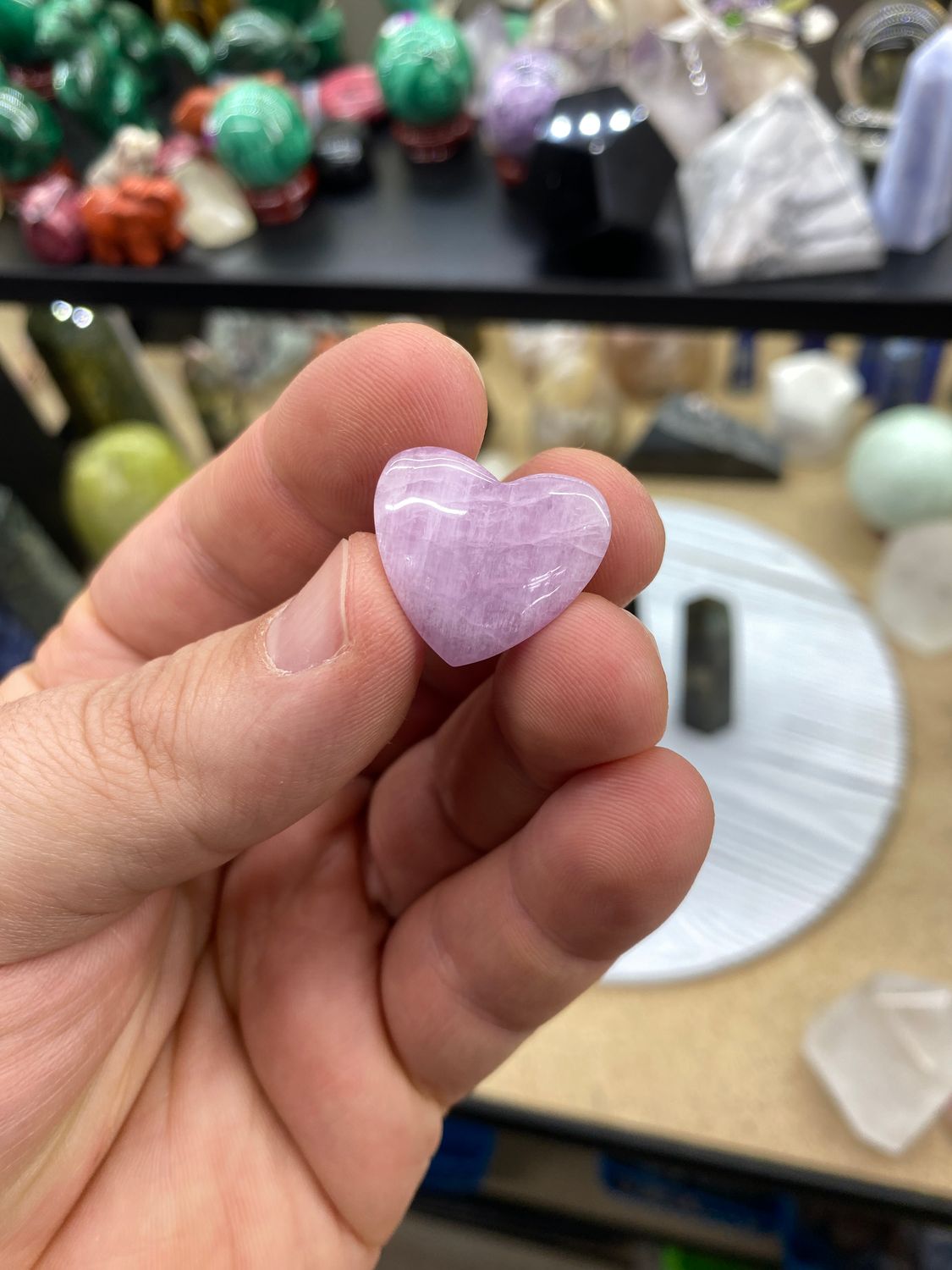 Kunzite Polished Heart