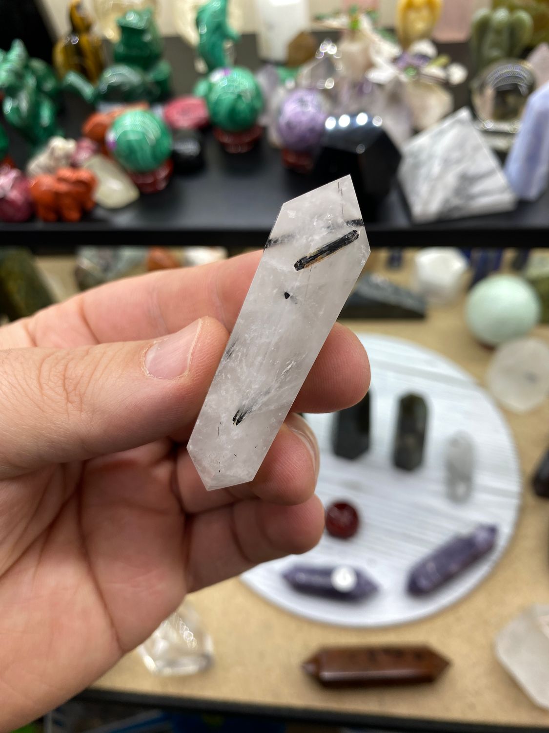 Quartz With Tourmaline Crystal, Dual Terminated
