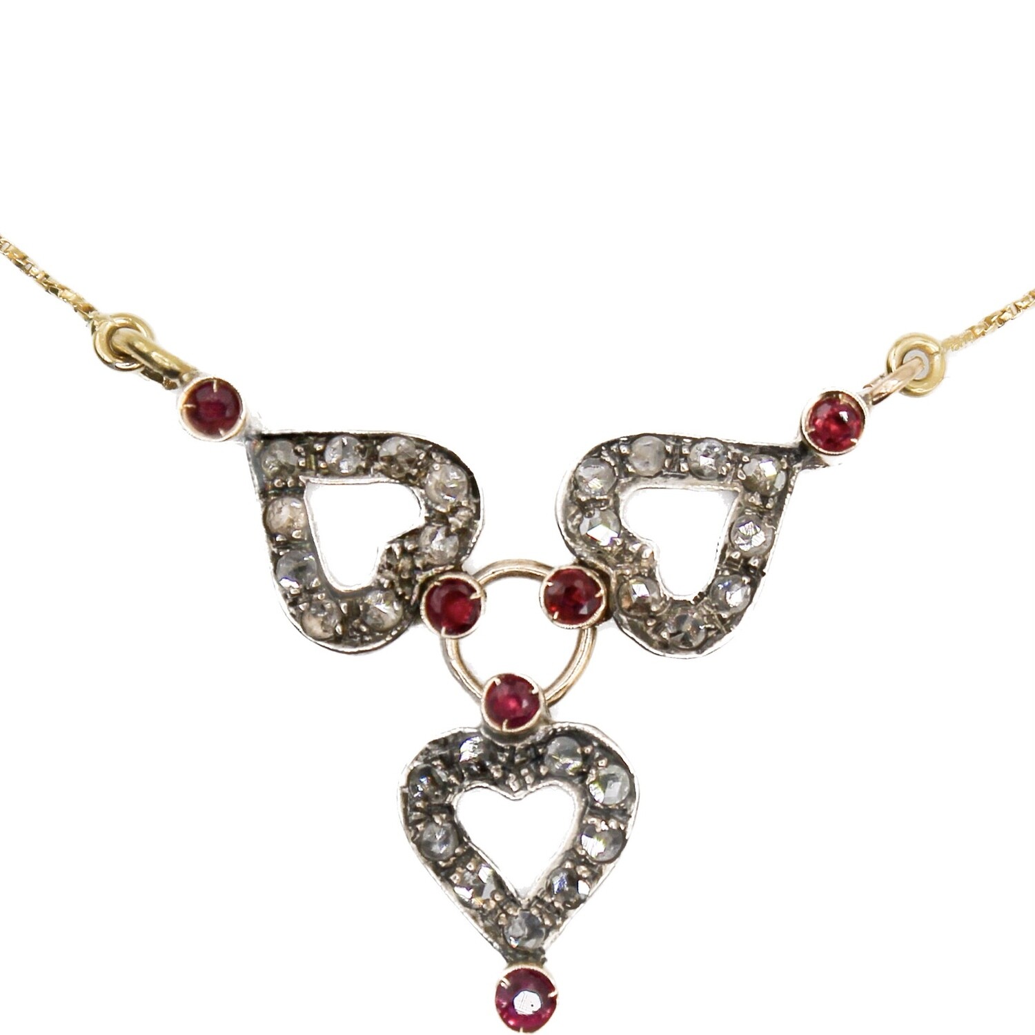 Collana Tricuore Rubini e Diamanti