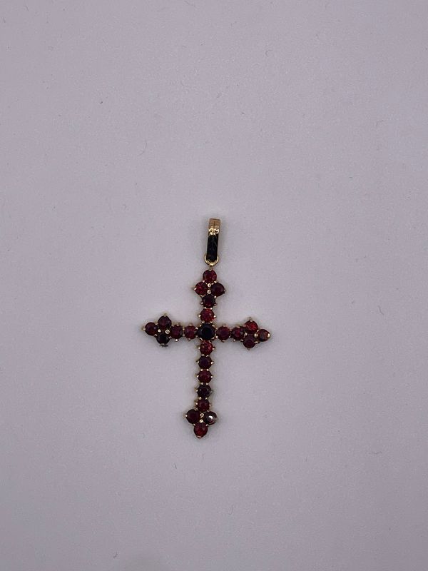 Croce oro 18 kt e granati Croce oro 18 kt e granati