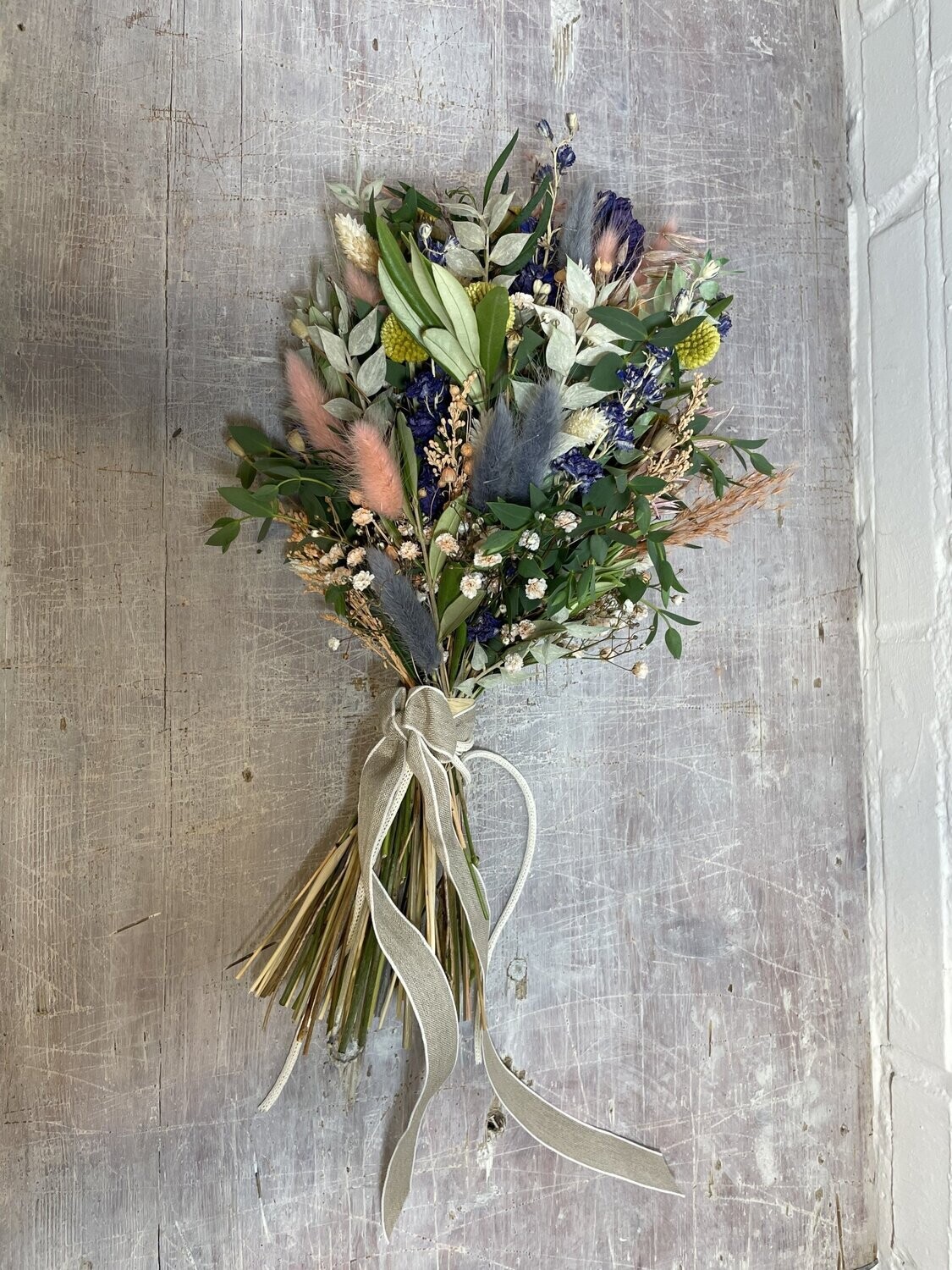 Trockenblumenstrauß rosa blau natur -handgebunden- Tischdeko- Blumen zum  verschenken-Blumen Hochzeit haltbar--Blumenstrauß verschicken