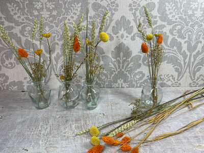 DIY Tischdekoration- Trockenblumen-Deko orange-Natur-gelb