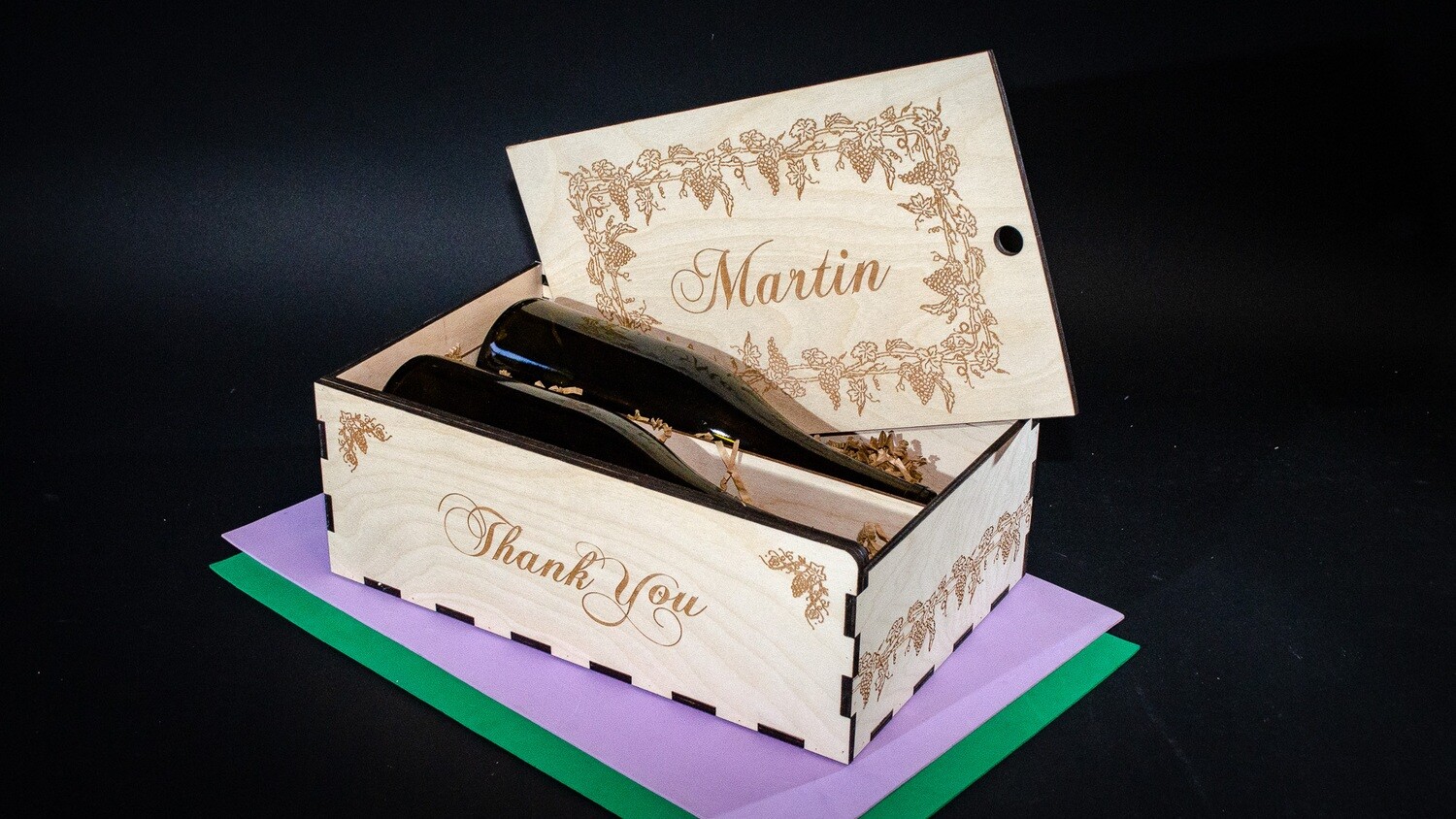 2 Bottle Wooden Wine Gift Box (personalized)