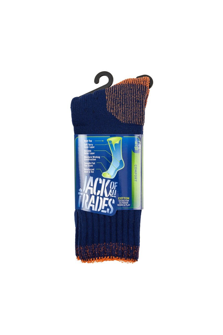 Jack of All Trades Men's Cotton Socks - Navy/Orange