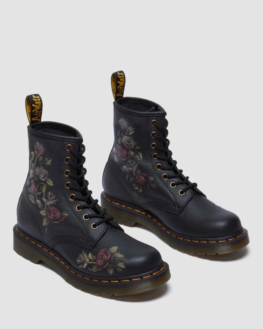 Dr. Martens 1460 Decayed Roses Classic Tumbled Nappa - Black