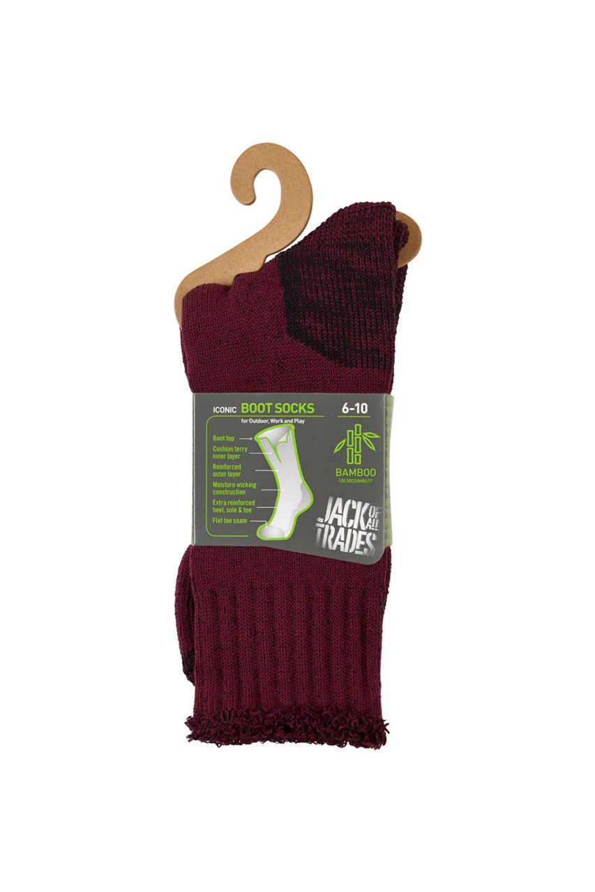 Jack of All Trades Bamboo Socks - Twisted Burgundy