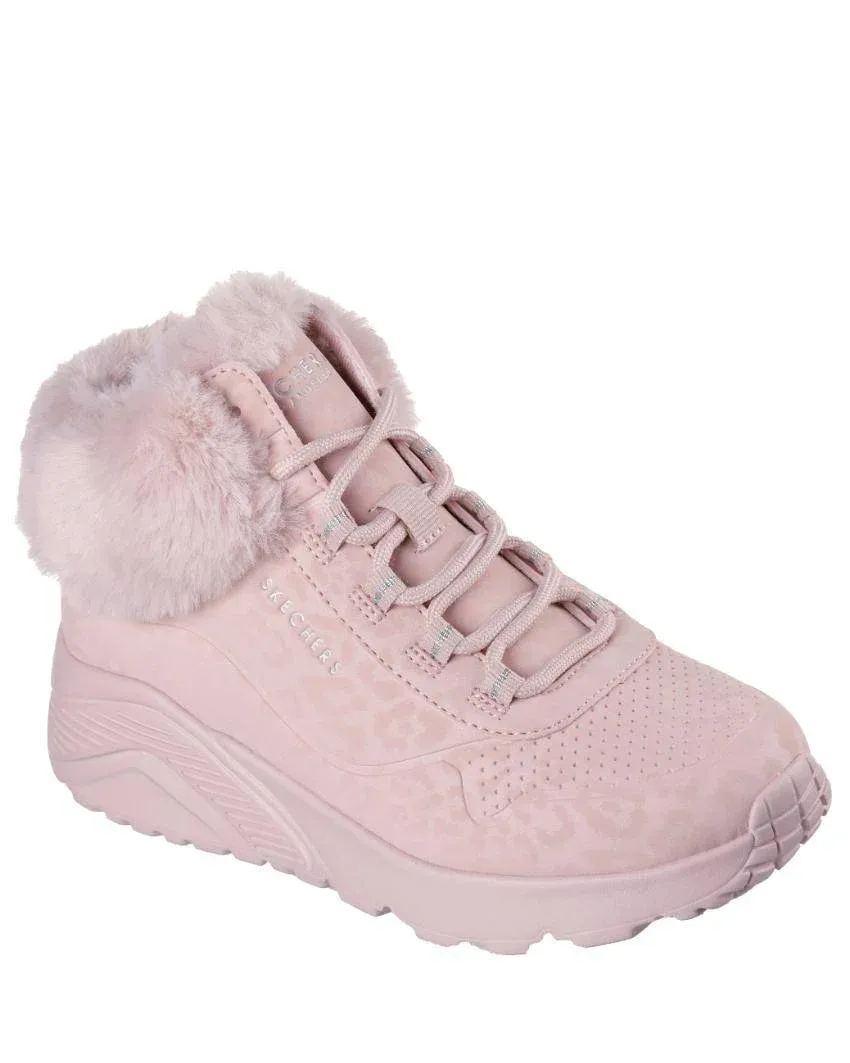 Skechers Kids Uno Lite Cozy Leopard - Blush