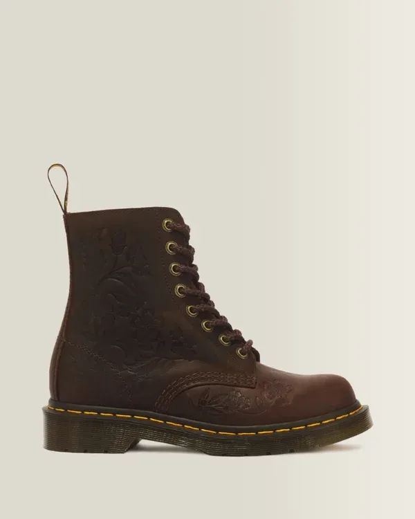 Dr. Martens 1460 Pascal Emboss Floral Crazy Horse - Dark Brown