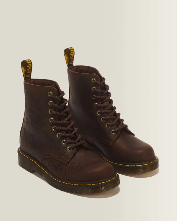Dr. Martens 1460 Pascal Emboss Floral Crazy Horse - Dark Brown