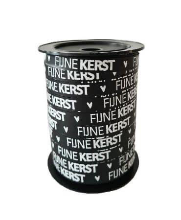 KP® Bedrukt cadeaulint - Fijne kerst, zwart/wit 5 Meter