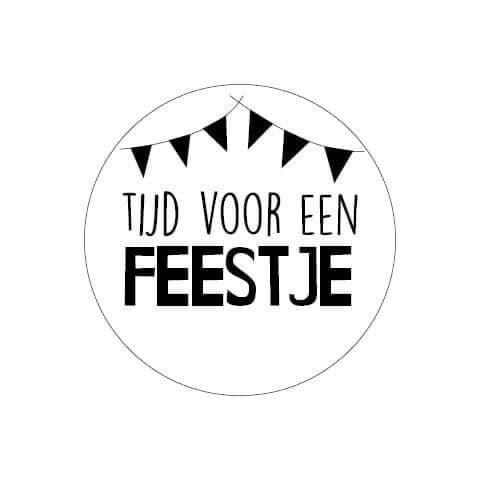 KP® - Stickers Rond 40mm Tijd Voor Een Feestje 50 Stks