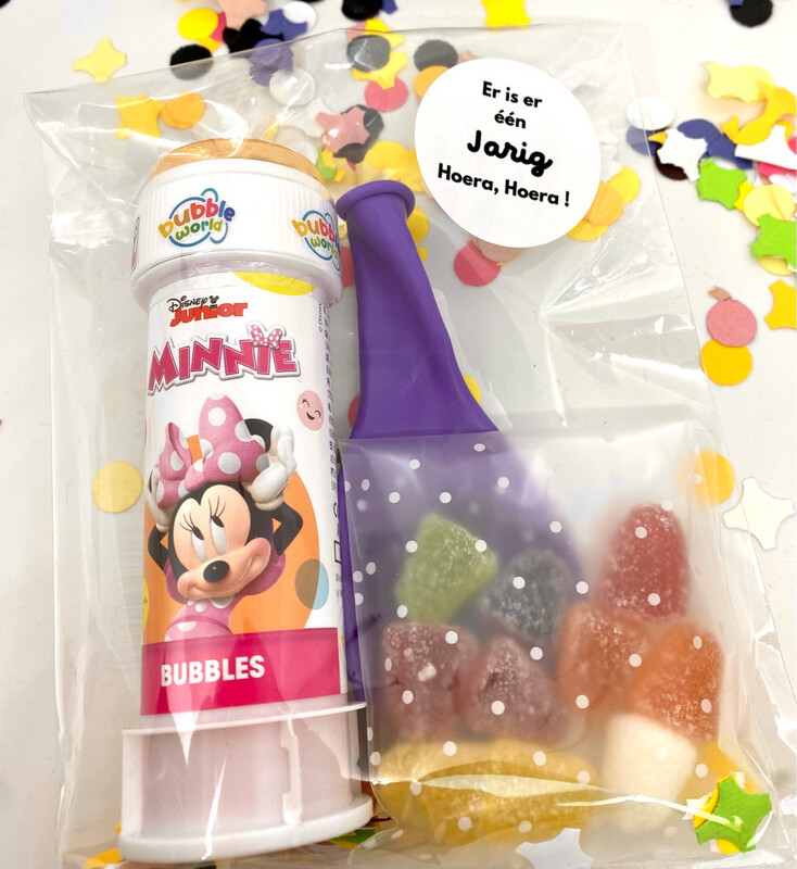 Voorbeeld Traktatie - Minnie / Cars Bellenblaas Snoep Zakje Ballon Confetti